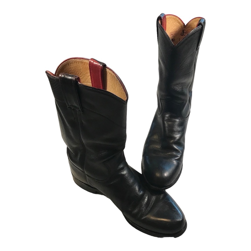 Justin Boots Leather Black Ropers